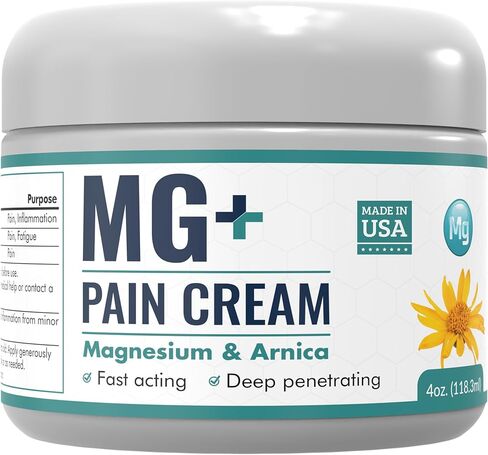 Mars Wellness MG+ Pain Cream - Extra Strength Magnesium and Arnica Cream - 4 OZ Tub - Sore Legs and Joints, Leg Cramps, Sports and Arthritis Pain Rub - 1 Pack in Saudi Arabia