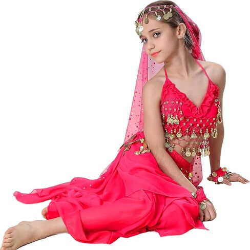 Breevo Girl's Dance Costumes Party Dress Halloween Costumes Pink 4T-16 in Saudi Arabia
