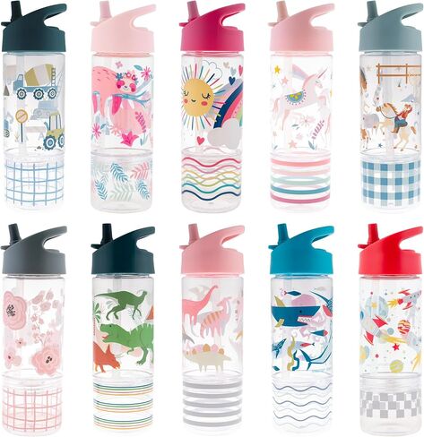 Stephen Joseph, Kids Sip and Snack Water Bottle, 12 oz Tritan BPA Free, Drink and Snack Water Bottle for Girls & Boys, Back to School Water Bottle, Pink Dino in Saudi Arabia