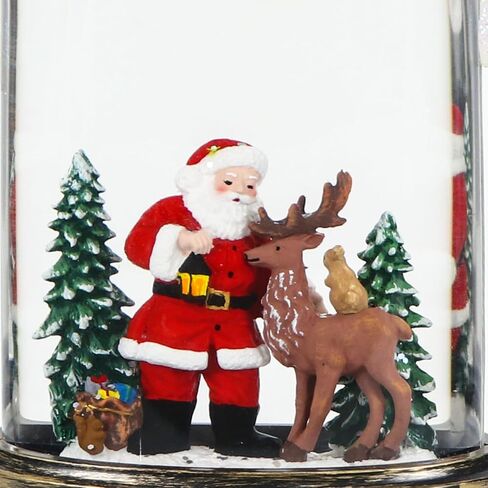 GenSwin Christmas Snow Globe Candle, Swirling Glittering Candle with Timer Music and Santa and Reindeer, Winter Snow Shaped Lantern, USB/Battery Operated Candles for Christmas Decoration in Saudi Arabia