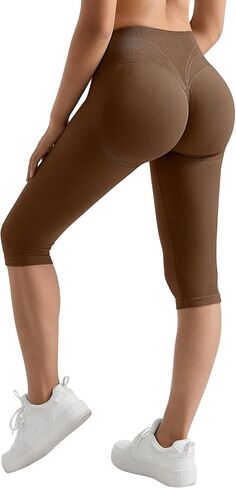 MOOSLOVER Women Hidden Scrunch Butt Lifting Capri Leggings High Waisted Seamless Compression Tummy Control Yoga Pants in Kuwait
