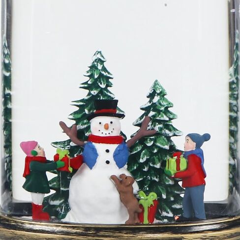 GenSwin Christmas Snow Globe Candle, Swirling Glittering Candle with Timer Music and Santa and Reindeer, Winter Snow Shaped Lantern, USB/Battery Operated Candles for Christmas Decoration in Saudi Arabia