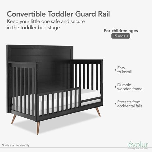 Evolur Lourdes Convertible Crib Toddler Guard Rail in Porcini, Full and Easy Assembly, Lasting Quality, Converts Cribs to Toddler Beds, Made of Solid Hardwood in Kuwait