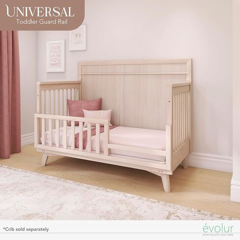 Evolur Lourdes Convertible Crib Toddler Guard Rail in Porcini, Full and Easy Assembly, Lasting Quality, Converts Cribs to Toddler Beds, Made of Solid Hardwood in Saudi Arabia