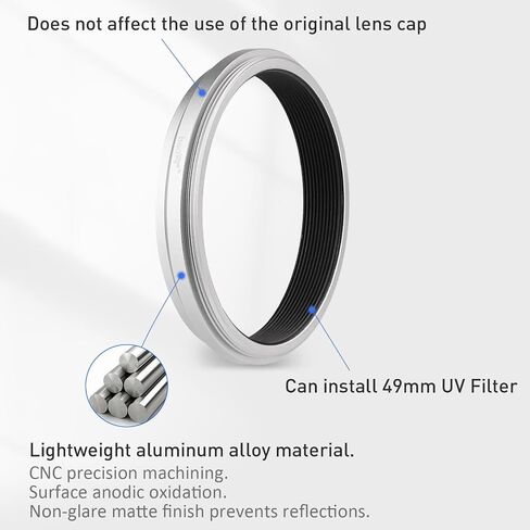 Haoge Lens Filter Adapter Ring for Fujifilm Fuji FinePix X100V Camera fit 49mm UV CPL ND Filter Lens Cap Replace Fujifilm AR-X100 Silver in Saudi Arabia