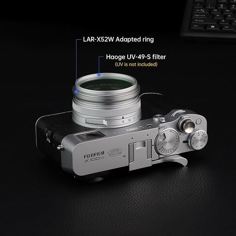 Haoge Lens Filter Adapter Ring for Fujifilm Fuji FinePix X100V Camera fit 49mm UV CPL ND Filter Lens Cap Replace Fujifilm AR-X100 Silver in Saudi Arabia