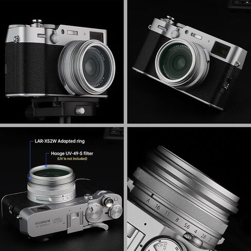Haoge Lens Filter Adapter Ring for Fujifilm Fuji FinePix X100V Camera fit 49mm UV CPL ND Filter Lens Cap Replace Fujifilm AR-X100 Silver in Saudi Arabia