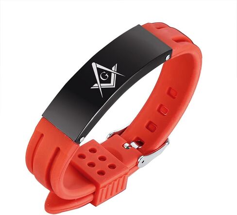 Men's Masonic Bracelet Freemason Symbol Adjustable Silicone Wristband Freemason Membership Jewelry for Him in Kuwait