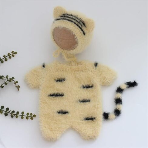 Coberllus Newborn Photography Props Boy Girl Tiger Hat and Footed Romper Baby Photo Props Newborn Photo Shoot Bodysuit Outfit in Saudi Arabia