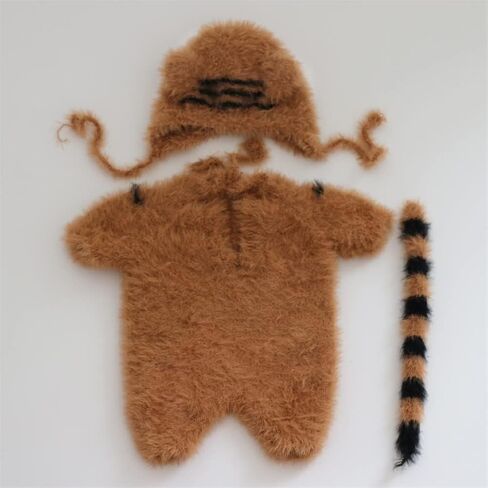 Coberllus Newborn Photography Props Boy Girl Tiger Hat and Footed Romper Baby Photo Props Newborn Photo Shoot Bodysuit Outfit in Saudi Arabia