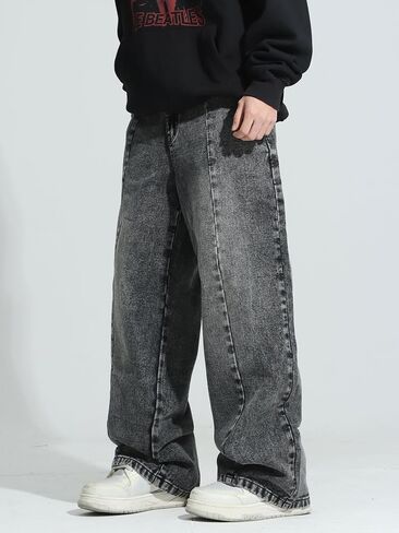 Men's Y2K Hip Hop Street Jeans Gothic Baggy Jeans Wide Leg Denim Pants in Kuwait