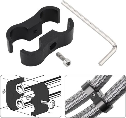 8 Pcs AN6 Hose Separator Clamp, Aluminum Alloy Double Hole Oil Line Clamp, with Hexagon Wrench for Oil Gas Line and Water Pipe, Black in Saudi Arabia