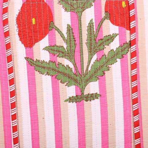 Klavate Women Handblock خفيفة الوزن حقيبة سفر حقيبة كتف القطن كيس لتسوق البقالة وحقيبة الشاطئ لها هدية لها in Kuwait