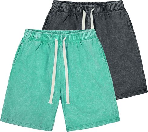 Derminpro Men Men Athletic Cotton Cotton Shorts Shorts Shorts Shorts مع جيوب 2 حزمة in Kuwait