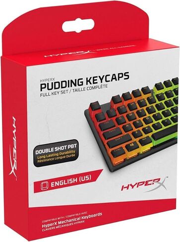 HyperX Pudding Keycaps - Double Shot PBT Keycap Set with Translucent Layer, for Mechanical Keyboards, Full 104 Key Set, OEM Profile, English (US) Layout - Black in Saudi Arabia