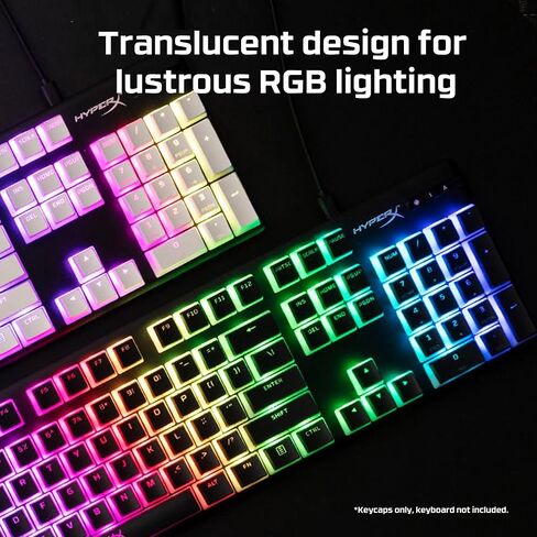 HyperX Pudding Keycaps - Double Shot PBT Keycap Set with Translucent Layer, for Mechanical Keyboards, Full 104 Key Set, OEM Profile, English (US) Layout - Black in Saudi Arabia
