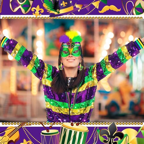 Geyoga 7 PCS Mardi Gras ملحقات الزي للنساء سترة الترتر أقراط رئيس أقراط قلادة القلادات in Saudi Arabia