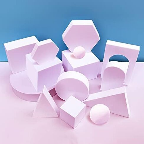 uTechzh 14PCS Product Photography Background Props Waterproof Hard Foam Geometric Cube Props for Photoshoot(White) in Kuwait