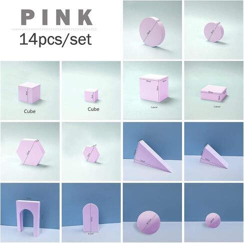 uTechzh 14PCS Product Photography Background Props Waterproof Hard Foam Geometric Cube Props for Photoshoot(White) in Kuwait
