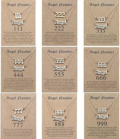 COLORFUL BLING Multilayer Number Pendant Necklace Layered Y Necklace Wish Card 000 1111 111 222 333 444 555 666 777 888 999 Numerology Lucky Jewelry for Women in Saudi Arabia