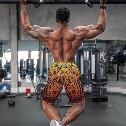 Polynesian Style Prints Mens Shorts Casual Mens Athletic Shorts Samoa Print Colorful Hemp Leaves Men's Shorts in Kuwait