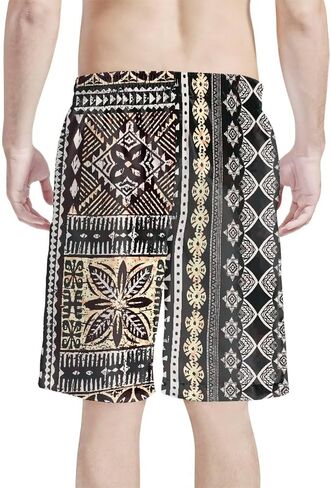 Polynesian Style Prints Mens Shorts Casual Mens Athletic Shorts Samoa Print Colorful Hemp Leaves Men's Shorts in Kuwait