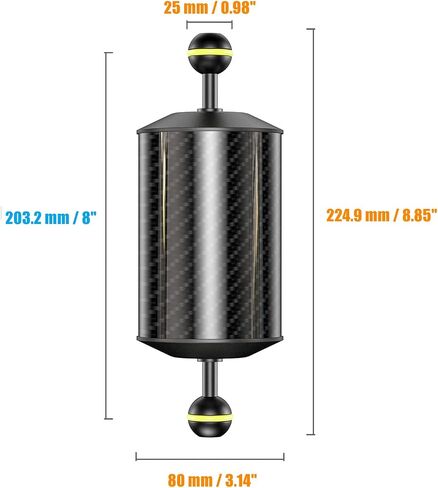 Sea frogs Carbon Fiber Float Arm D60mm, 12'', for Ultralight, Aquatic Arm, Buoyancy Provided 580g, Underwater Camera System Diving Tray Video Light/Strobe GA-8 in Saudi Arabia