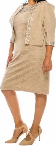 Women's Midi Sheath Dress with Embroidered Mesh and Matching Jacket 2-Piece Set in Saudi Arabia