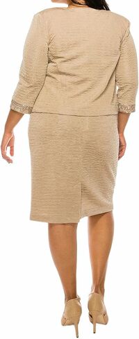 Women's Midi Sheath Dress with Embroidered Mesh and Matching Jacket 2-Piece Set in Saudi Arabia