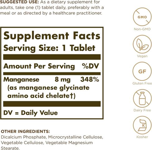 Solgar Chelated Manganese Tablets, 100 Tabs in Saudi Arabia