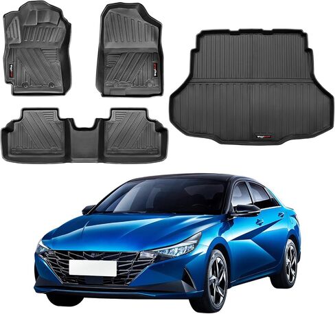 Custom Fit Cargo Liner for 2021-2024 2025 Hyundai Elantra & Elantra N Accessories All Weather Protection TPE Rubber Black (Cargo Liner) in Kuwait