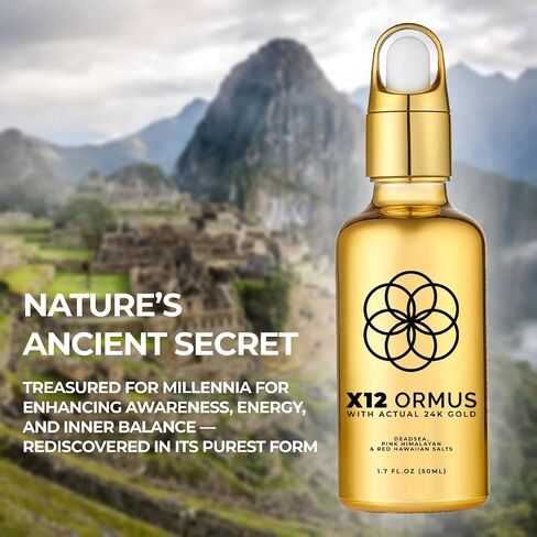 Ormus Monoatomic Gold Concentrate (HIGH Potency x12) - 1.7 fl. oz. (50 ml) - Made by Real Alchemists Using 24k Food-Grade Gold, Dead Sea Salt, Pink Himalayan Salt, and Red Hawaiian Salt in Saudi Arabia