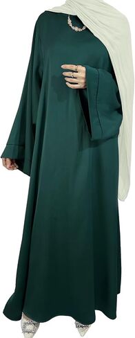 Muslim Womens Abaya Dress Long Sleeeve Self Tie Jilbab Middle East Arabian Maxi Robe Gown for Ramadan in Saudi Arabia