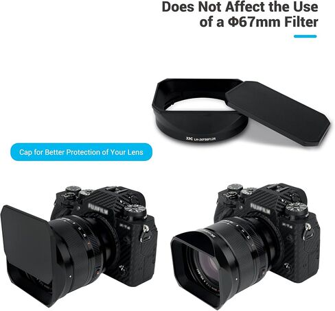 JJC Metal Square Lens Hood for Fujifilm Fujinon XF 16-80mm F4 R OIS WR Lens on Fuji X-T5 X-T4 X-T3 X-T2 X-T30 II X-T20 X-T200 X-T100 X-S10 X-Pro3 X-Pro2 X-H2S X-H2 X-E4 X-E3 Camera with Lens Hood Cap in Kuwait