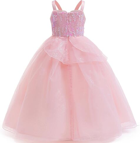 Glinda Costume Dress for Girls Witch Sequin pageant dress for girls special occasion With Wand and Crown in Saudi Arabia