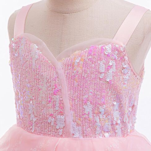 Glinda Costume Dress for Girls Witch Sequin pageant dress for girls special occasion With Wand and Crown in Saudi Arabia