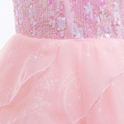 Glinda Costume Dress for Girls Witch Sequin pageant dress for girls special occasion With Wand and Crown in Saudi Arabia