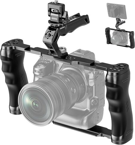 NEEWER Video Camera Cage Rig with Arca Type Base, Dual Grips, 3/8" ARRI Locating & 1/4" Threads, Cold Shoes, Universal Camera Stabilizer Compatible with SmallRig NEEWER Baseplate 15mm Rods, CA016 in Kuwait