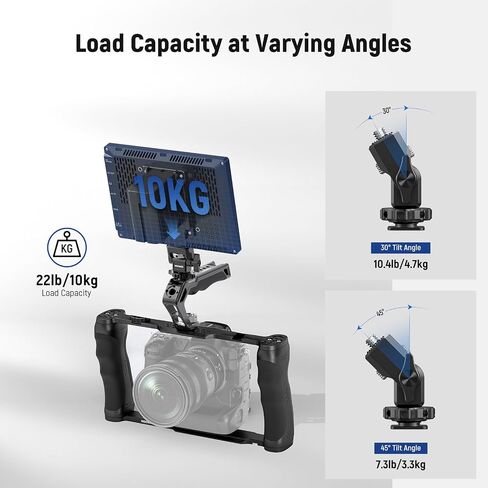 NEEWER Video Camera Cage Rig with Arca Type Base, Dual Grips, 3/8" ARRI Locating & 1/4" Threads, Cold Shoes, Universal Camera Stabilizer Compatible with SmallRig NEEWER Baseplate 15mm Rods, CA016 in Kuwait