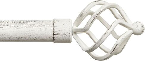 Exclusive Home Curtains Torch 1" Curtain Rod and Finial Set, 66"-120", Matte White in Saudi Arabia