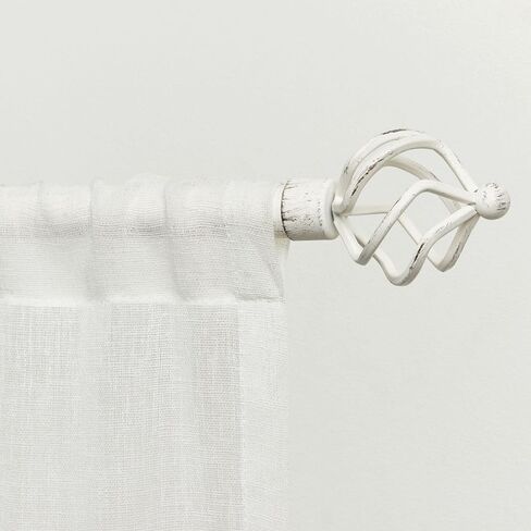Exclusive Home Curtains Torch 1" Curtain Rod and Finial Set, 66"-120", Matte White in Saudi Arabia