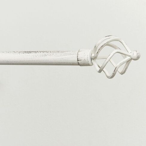 Exclusive Home Curtains Torch 1" Curtain Rod and Finial Set, 66"-120", Matte White in Saudi Arabia