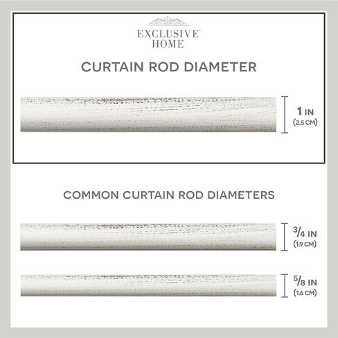 Exclusive Home Curtains Torch 1" Curtain Rod and Finial Set, 66"-120", Matte White in Saudi Arabia
