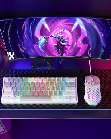 SOLAKAKA SM900 RGB Wired Gaming Mouse with Honeycomb Shell,Adjustable 12800 DPI,7 Programmable Buttons,Lightweight Gaming Mice Ergonomic Computer Mouse Gaming for Windows/PC/Mac/Laptop Gamer in Kuwait