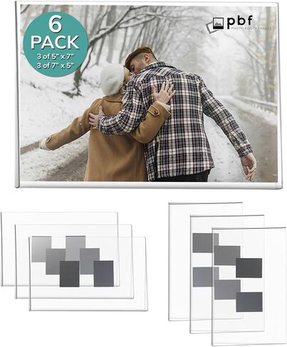 إطارات فوتو بوث - إطار صورة مغناطيسي أكريليك شفاف 12.7 × 17.78 سم للثلاجة (3 حزم) + إطار صورة مغناطيسي أكريليك شفاف للثلاجة (3 حزم) in Saudi Arabia