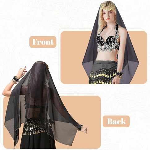 4 Pcs Belly Dance Hip Scarf Sets, Belly Dance Skirt & Head Scarf with Coins, 2 Coin Wrist Bracelet 50 Bobby Pins in Saudi Arabia