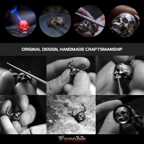 Skull Stud Earring 925 Sterling Silver Handcrafted Gothic Rock Punk Diablo Biker Retro [Sunflower 60072] in Saudi Arabia