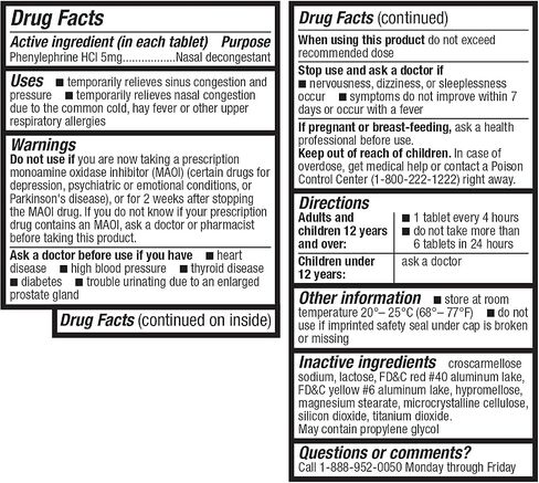 HealthA2Z® Decongestant PE | Phenylephrine HCl 10 mg | Maximum Strength | Non-Drowsy Nasal & Sinus Congestion Relief Due to Cold & Allergies (300 Count (Pack of 1)) in Kuwait