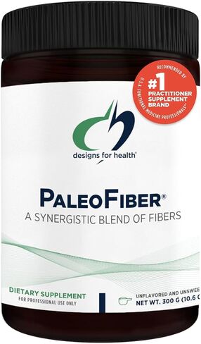 تصاميم من أجل الصحة PaleoFiber - 12 مكمل مسحوق مزيج من الألياف الهضمية مع قشر سيلليوم، الكتان + بكتين التفاح - دعم الأمعاء البريبايوتيك، بدون نكهة + غير محلى - نباتي (60 حصة / 300 جم) in Saudi Arabia