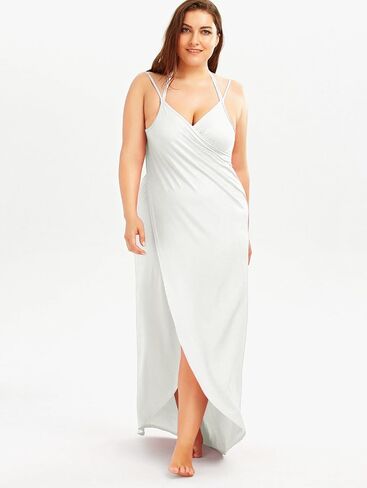 Plus Size Spaghetti Strap Swimwear Cover Ups for Women Beach Swimwear Sarong Backless Wrap Dress in Saudi Arabia